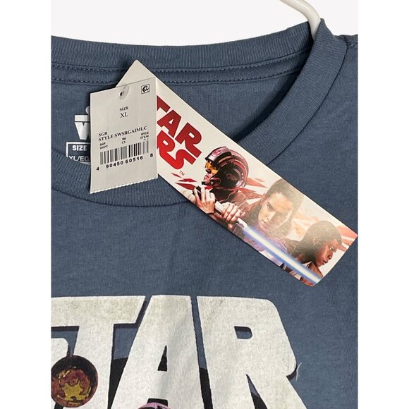 NWT Star Wars Disney Mad Engine Size XL Long Sleeve Tee Blue Retro Graphic NOTES - Picture 3 of 8